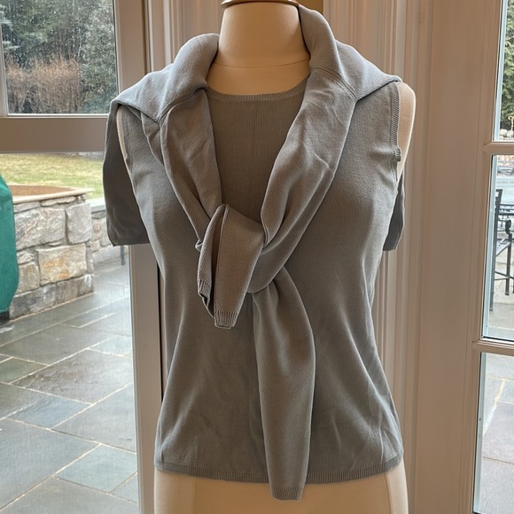 Bloomingdale’s Now Twin sweater set light blue cardigan & tank shell EUC vintage - Picture 2 of 13
